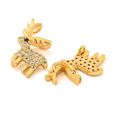 Christmas Theme Brass Clear Cubic Zirconia Pendants KK-N254-29G-1