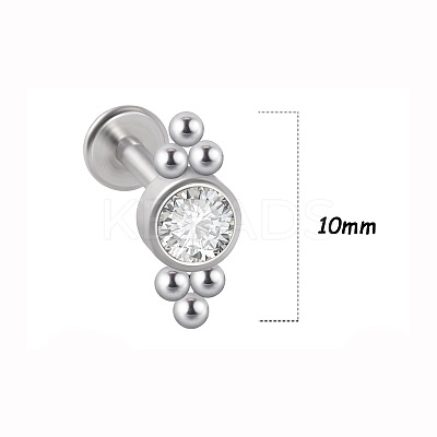 316L Surgical Stainless Steel & G23 Titanium & Crystal Rhinestone Flat Round Cartilage Earrings WGA7630-32-1