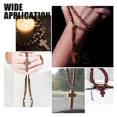Wood Cross Hanging Pendant Decorations HJEW-AR0001-12-1