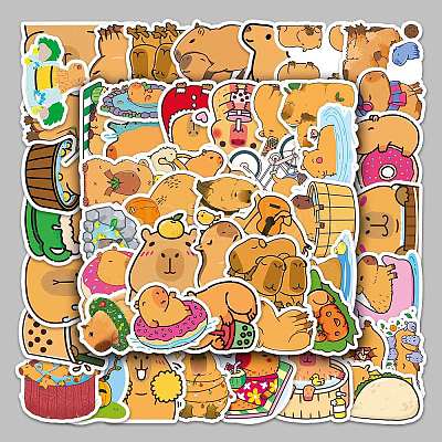 Cartoon Capybara Waterproof PVC Plastic Sticker Labels STIC-PW0006-16-1
