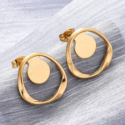 Ion Plating(IP)  304 Stainless Steel Stud Earrings EJEW-D281-21G-1