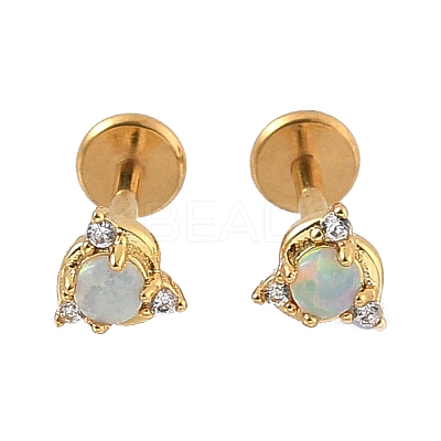 304 Stainless Steel Synthetic Opal Stud Earrings EJEW-B143-01G-06-1