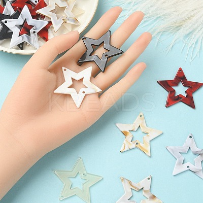 30Pcs 5 Colors Acrylic Connector Charms OACR-YW0001-80-1
