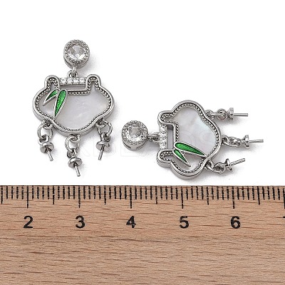Brass & Shell & Clear Cubic Zirconia Pendants KK-G497-19P-1