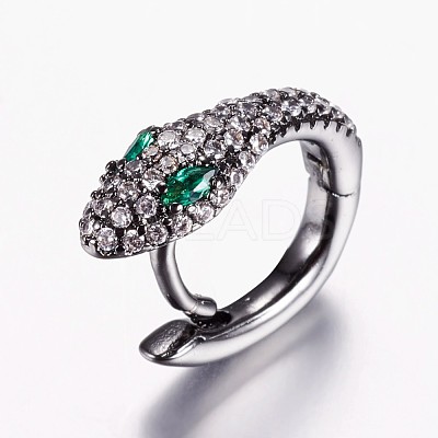 Brass Micro Pave Cubic Zirconia Hoop Earrings EJEW-F134-01B-1