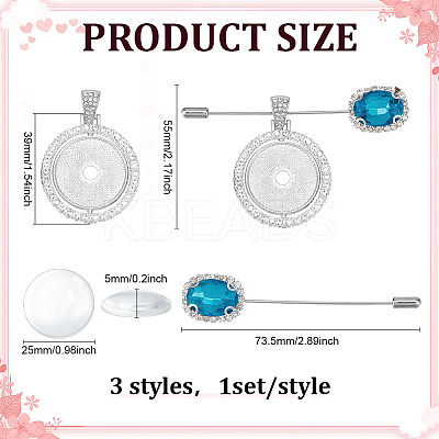 3Pcs 304 Stainless Steel Lapel Pin JEWB-PH01280-1