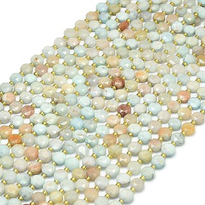 Natural Dyed White Jade Imitation Flower Amazonite Beads Strands G-C116-A54-02-1
