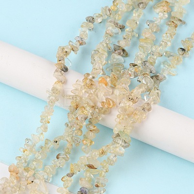 Natural Gold Rutilated Quartz Beads Strands G-G0003-B19-1