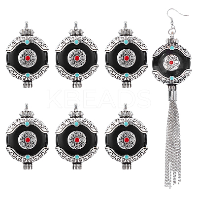 6Pcs Ethnic Style Zinc Alloy with Resin Connector Charms FIND-PH0028-05D-1