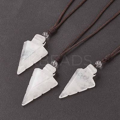 Natural Quartz Crystal Arrow Pendant Necklace NJEW-C031-02D-1