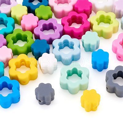 30Pcs 30 Styles Flower Silicone Focal Beads SIL-TA0001-83-1