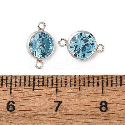 925 Streling Silver Pave Cubic Zirconia Birthstone Connector Charms STER-NH0001-80P-02-1