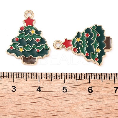 Christmas Theme Barrel Plating Alloy Enamel Pendants PALLOY-S192-01KCG-02-1
