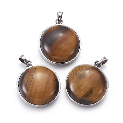 Natural Tiger Eye Pendants G-I214-E02-1