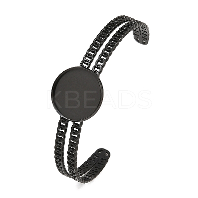 304 Stainless Steel Blank Cuff Bangle Bases with Flat Round Tray SA-CBA82C8-05C-EB-1