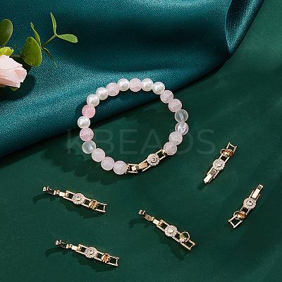 6Pcs Brass Micro Pave Clear Cubic Zirconia Fold Over Clasps KK-DC0004-87-1