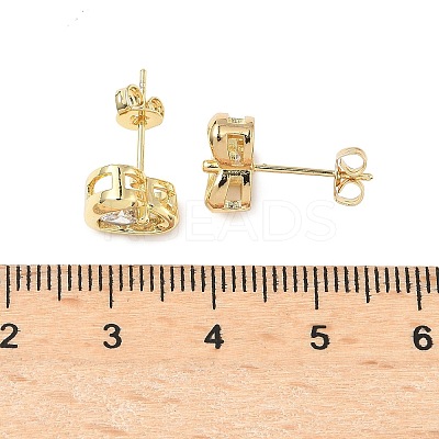 Brass Micro Pave Clear Cubic Zirconia Stud Earrings LS-EJEW-D323-06G-1