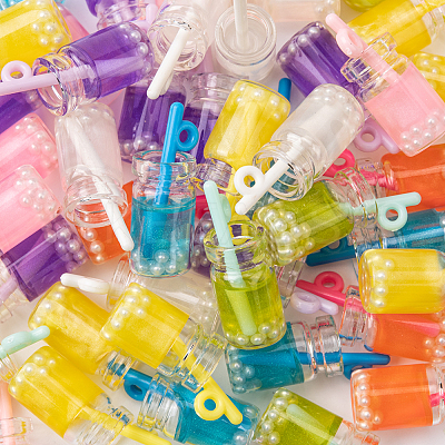 70Pcs 7 Colors Transparent Resin Pendants RESI-CJ0002-08-1