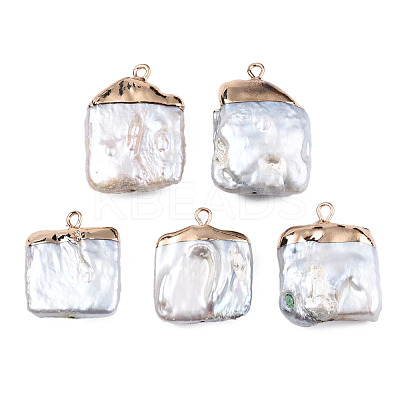 Electroplate Natural Baroque Pearl Keshi Pearl Pendants PEAR-N021-09-1