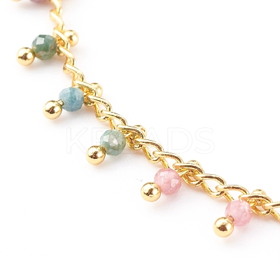 Natural Multicolor Tourmaline Charm Anklets AJEW-AN00399-1