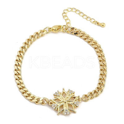 Brass Micro Pave Clear Cubic Zirconia Link Bracelets BJEW-M050-03G-03-1