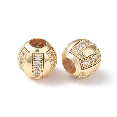 Brass Micro Pave Cubic Zirconia European Beads KK-I702-47B-1