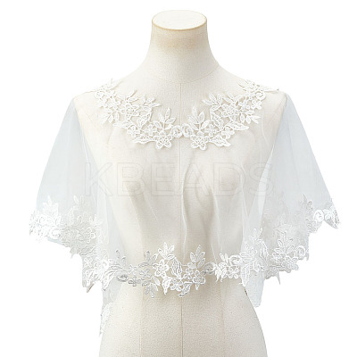 Detachable Polyester Bridal Lace Shawls AJEW-WH0696-058B-1