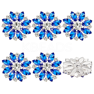 6Pcs 1-Hole Alloy Rhinestone Shank Buttons BUTT-GA0001-15C-1