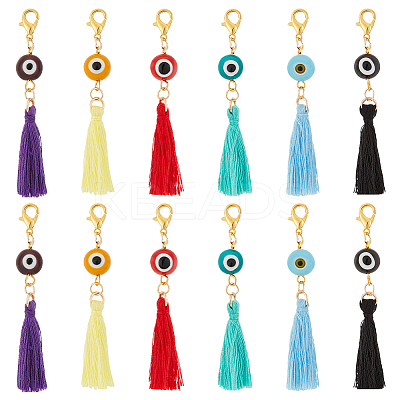 12Pcs 6 Colors Polyester Tassel Pendant Decorations HJEW-AB00194-1