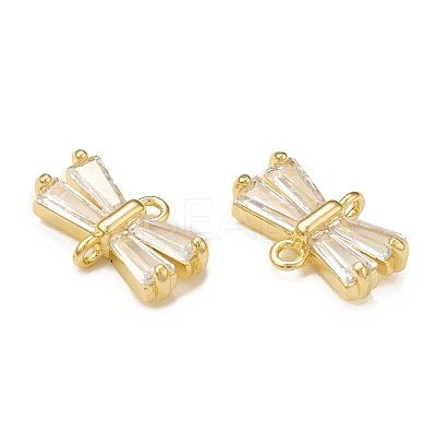 Brass Clear Glass Connector Charms KK-P228-73G-1