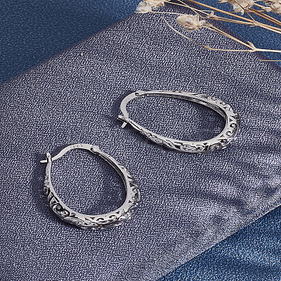 1Pair Brass Oval Hoop Earrings for Women EJEW-LP0001-36P-1
