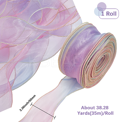 1 Bag Gradient Color Organza Ribbon OHAR-CY0001-01C-1
