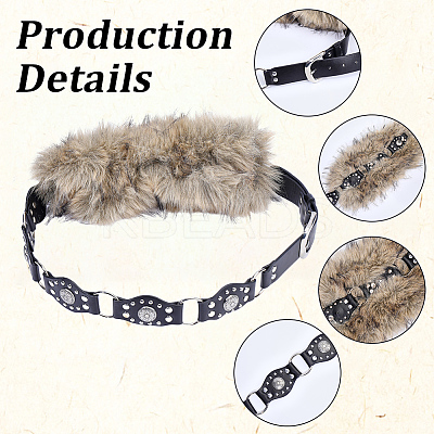 Faux Fur PU Leather Chain Belts AJEW-WH20072-55B-02-1