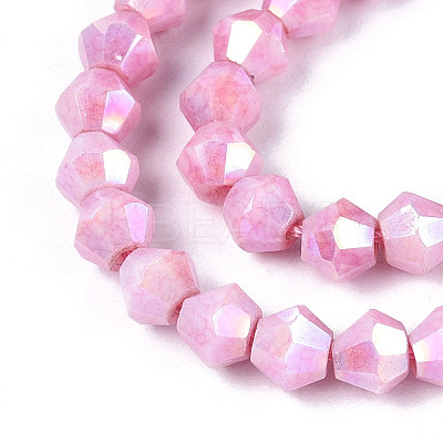 Anti-Tarnish Electroplate Bicone Glass Beads Strands X-EGLA-T021-4mm-16-04-1