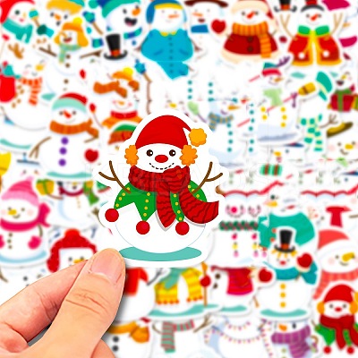 Christmas Theme 50Pcs Paper Self-Adhesive Picture Stickers AJEW-S036-15-1