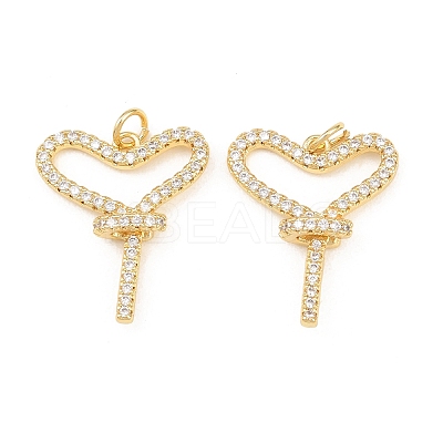 Brass Micro Pave Cubic Zirconia Pendants KK-C162-038G-1