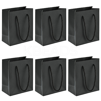 6Pcs Rectangle Paper Gift Storage Bags with Ribbon Handles ABAG-TA0001-65A-1