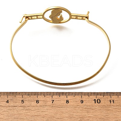 201 Stainless Steel Flat Round Link Bangles for Women BJEW-R014-01G-05-1