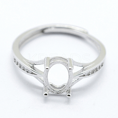 Anti-Tarnish Rhodium Plated 925 Sterling Silver Finger Ring Components STER-G027-17P-1