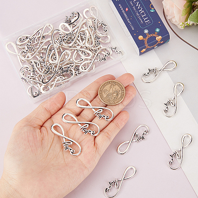 50Pcs Tibetan Style Alloy Infinity with Word Hope Connector Charms TIBE-SC0004-59-1