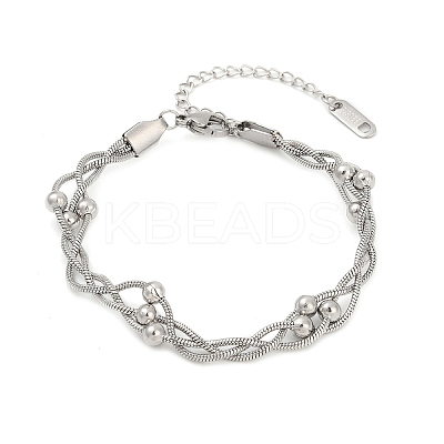 304 Stainless Steel Satellite Chains Bracelets BJEW-Z106-01P-1