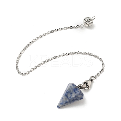 Cone Natural Red Agate & Blue Spot Jasper & Rose Quartz & Green Aventurine Pointed Dowsing Pendulums HJEW-JM04048-1