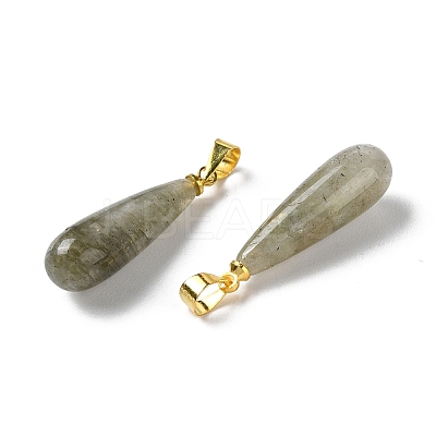 Natural Labradorite Teardrop Pendants G-Q005-03G-07-1