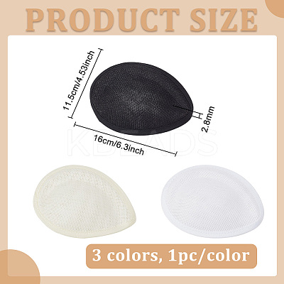 3Pcs 3 Colors Linen Mini Hat Fascinator Base AJEW-FG0004-04-1