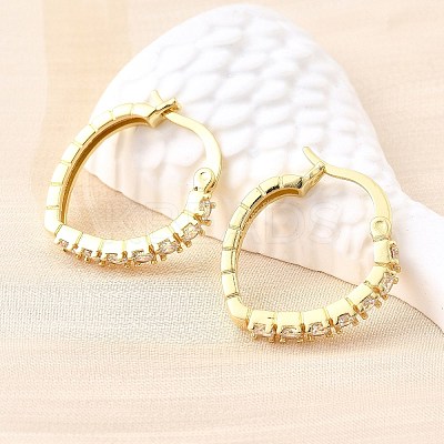 Oval Brass Micro Pave Clear Cubic Zirconia Hoop Earrings EJEW-Z121-02G-1