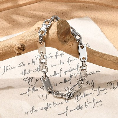 304 Stainless Steel Oval Link Chain Bracelets for Women Men BJEW-F488-57P-1