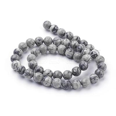 Natural Map Stone/Picasso Stone/Picasso Jasper Beads Strands G-G047-8mm-1