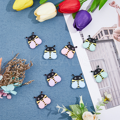16Pcs 4 Colors Bees Food Grade Eco-Friendly Silicone Focal Beads SIL-DC0001-42-1