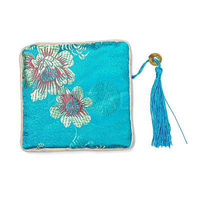 Chinese Brocade Tassel Zipper Jewelry Bag Gift Pouch ABAG-F005-05-1