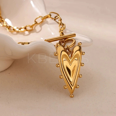 304 Stainless Steel Heart Pendant Necklaces for Women LS-NJEW-Z063-05G-1